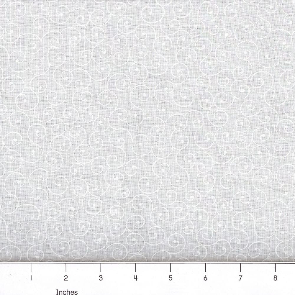 108 x 108 White Simple Swirls on White Background Quilt Back Cotton Fabric Extra Wide