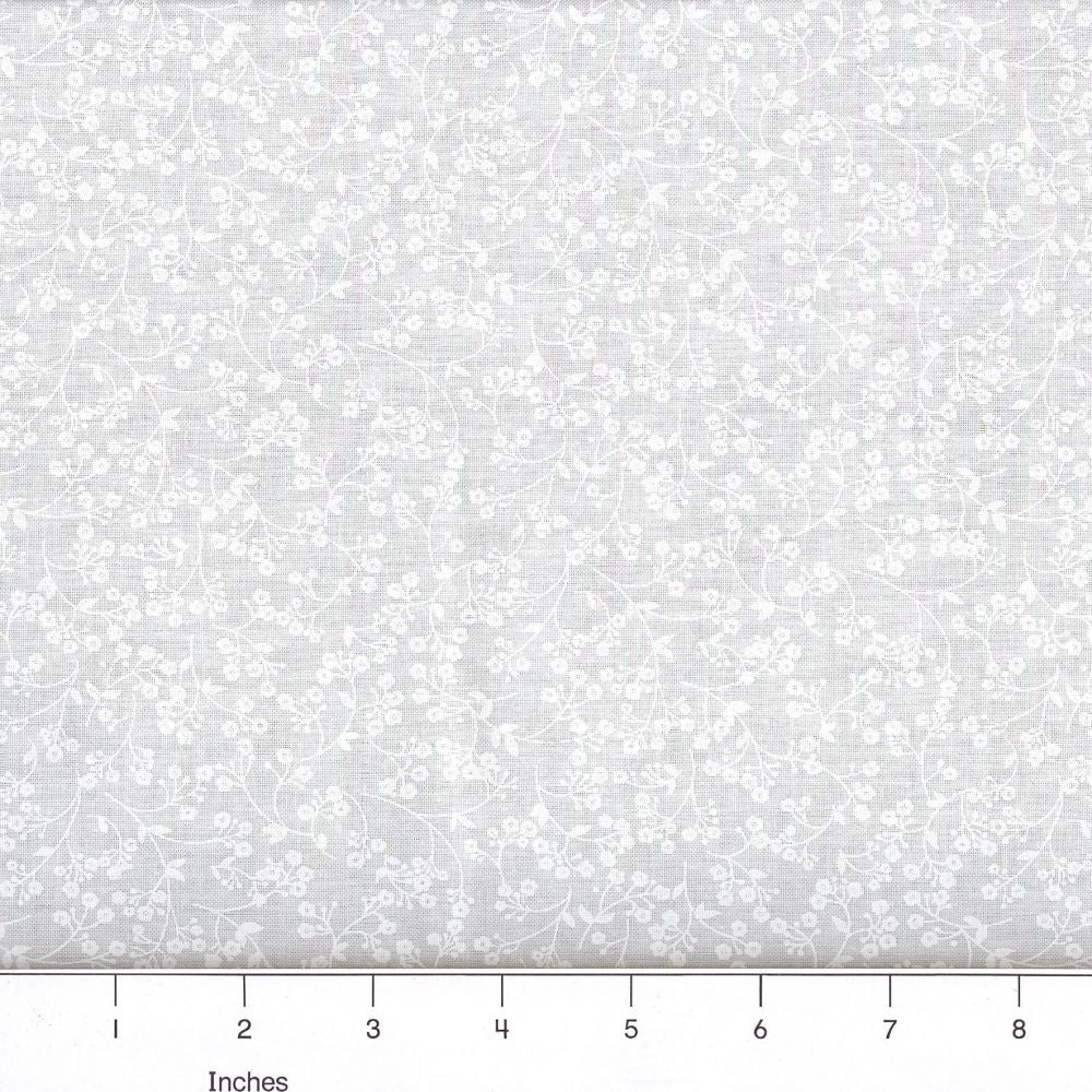 108 x 108 White Floral Razzle Dazzle on White Background Quilt Back Cotton Fabric Extra Wide
